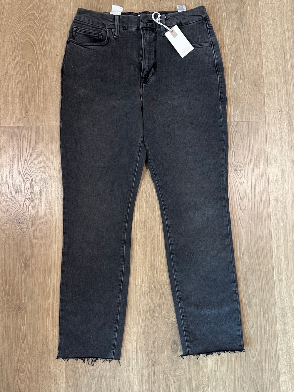 Good American Black High-Rise Straight Jeans